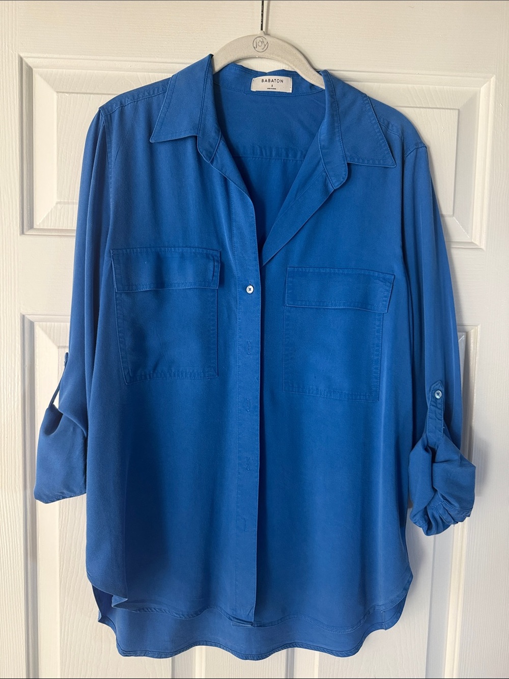 Babaton Cobalt Blue Relaxed Button-Down Shirt
